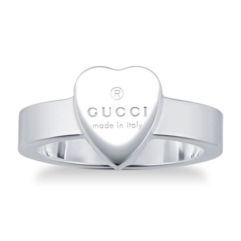 gucci silver trademark heart ring|gucci heart and cross ring.